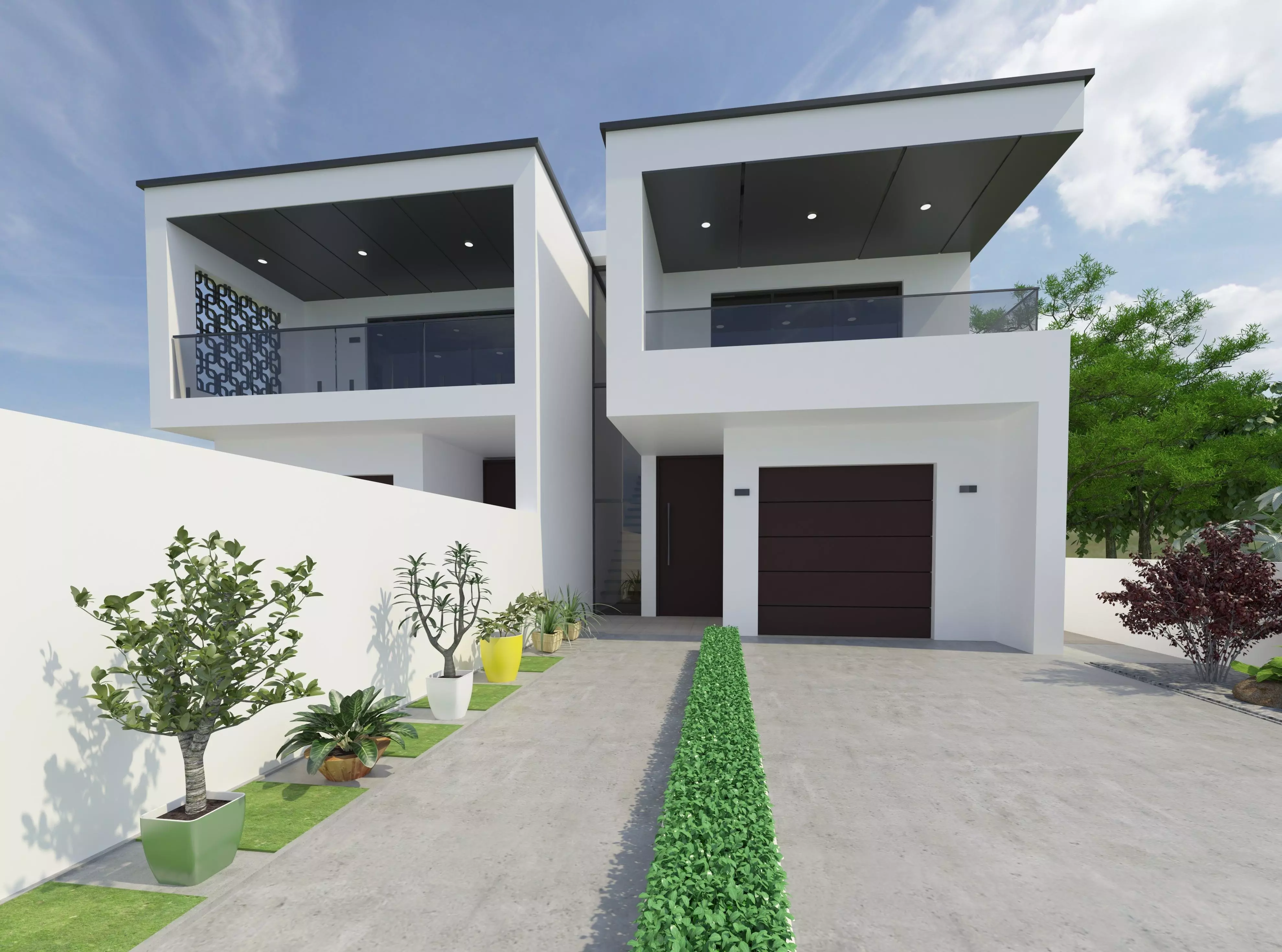 Realistic Villa with interior plan 3D model_0