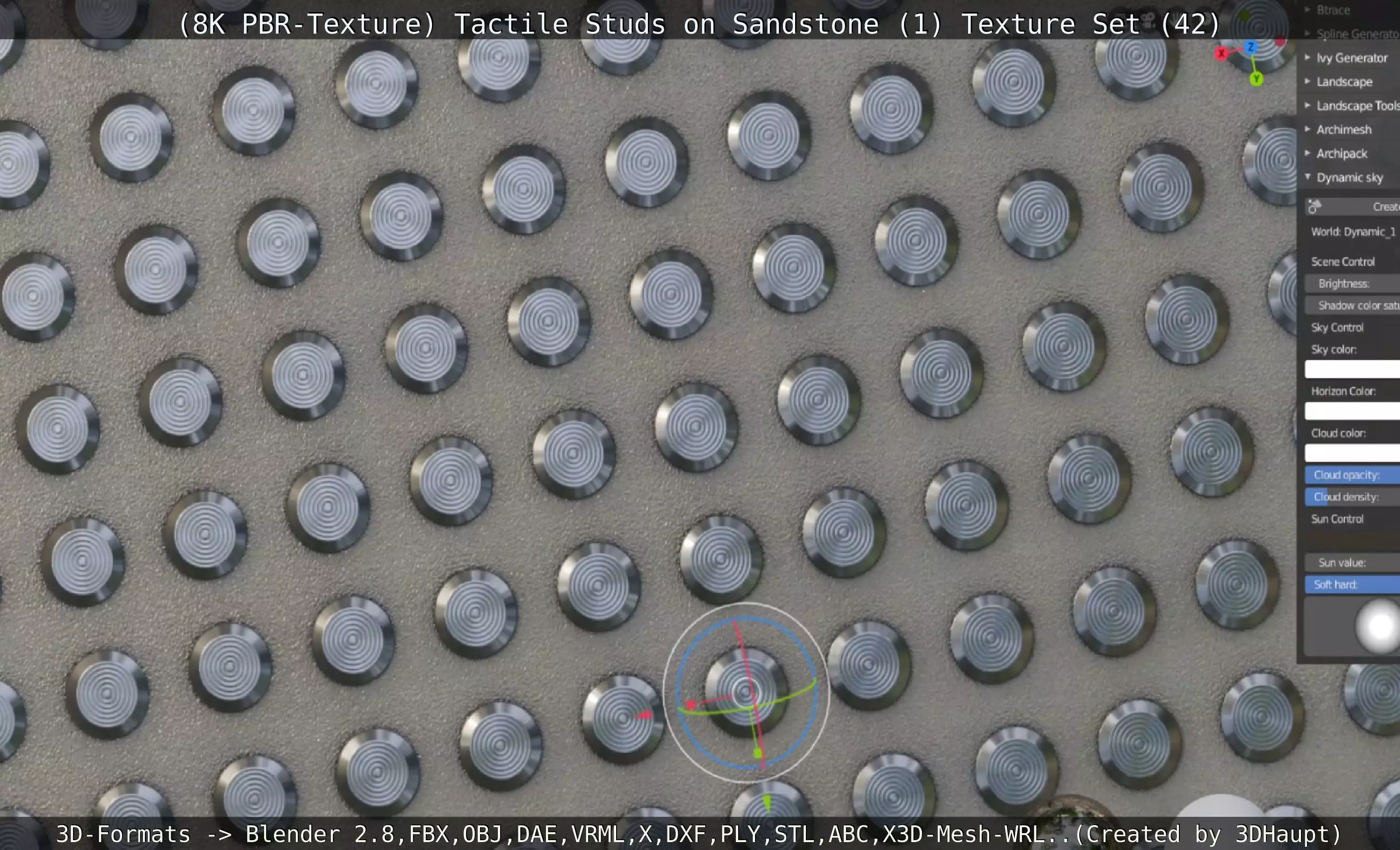 Tactile Studs on Sandstone - 1 - Texture Set - 42 - Texture