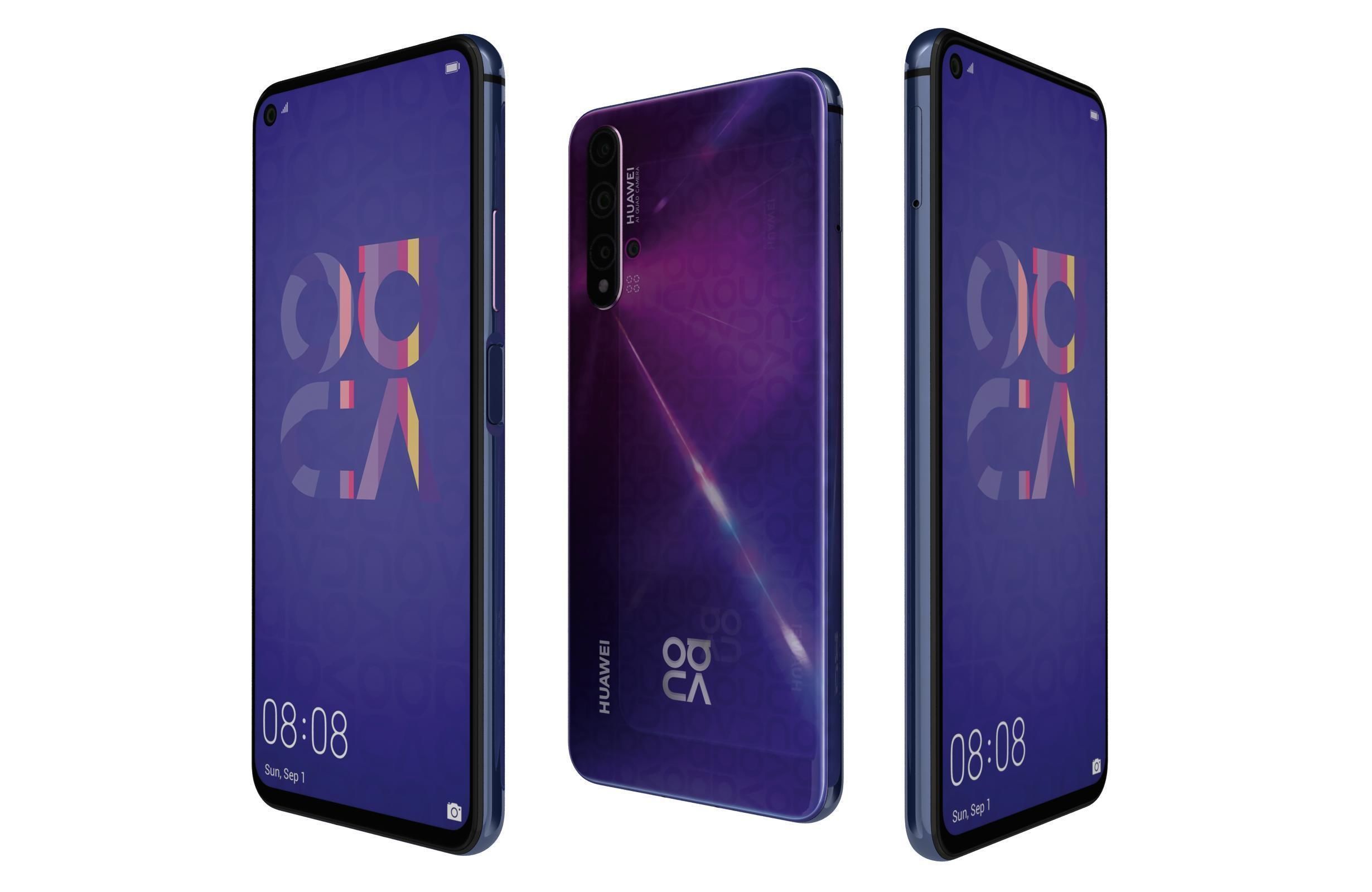 Huawei Nova 5T All Colors 3D model_1