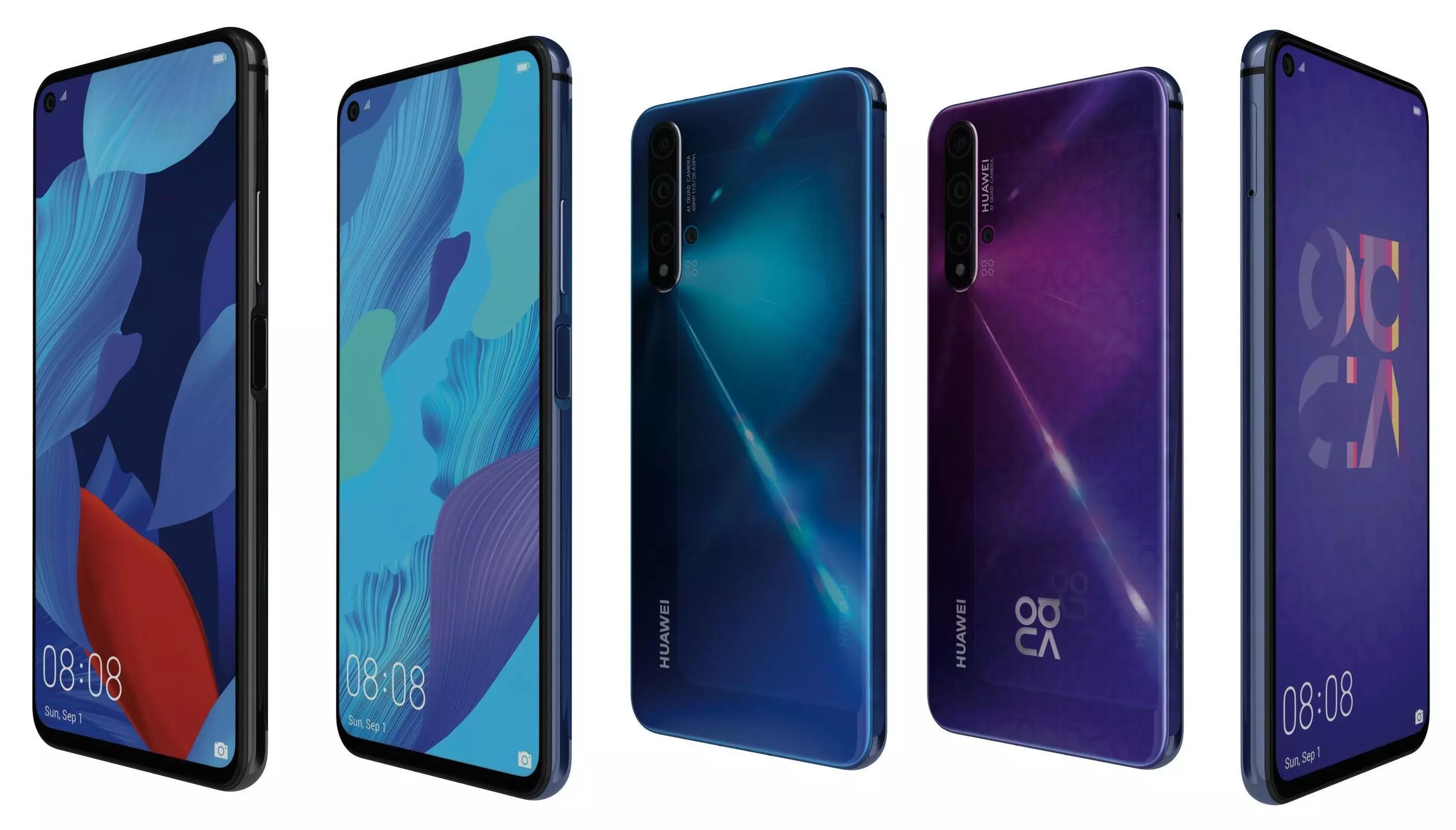 Huawei Nova 5T All Colors 3D model_0