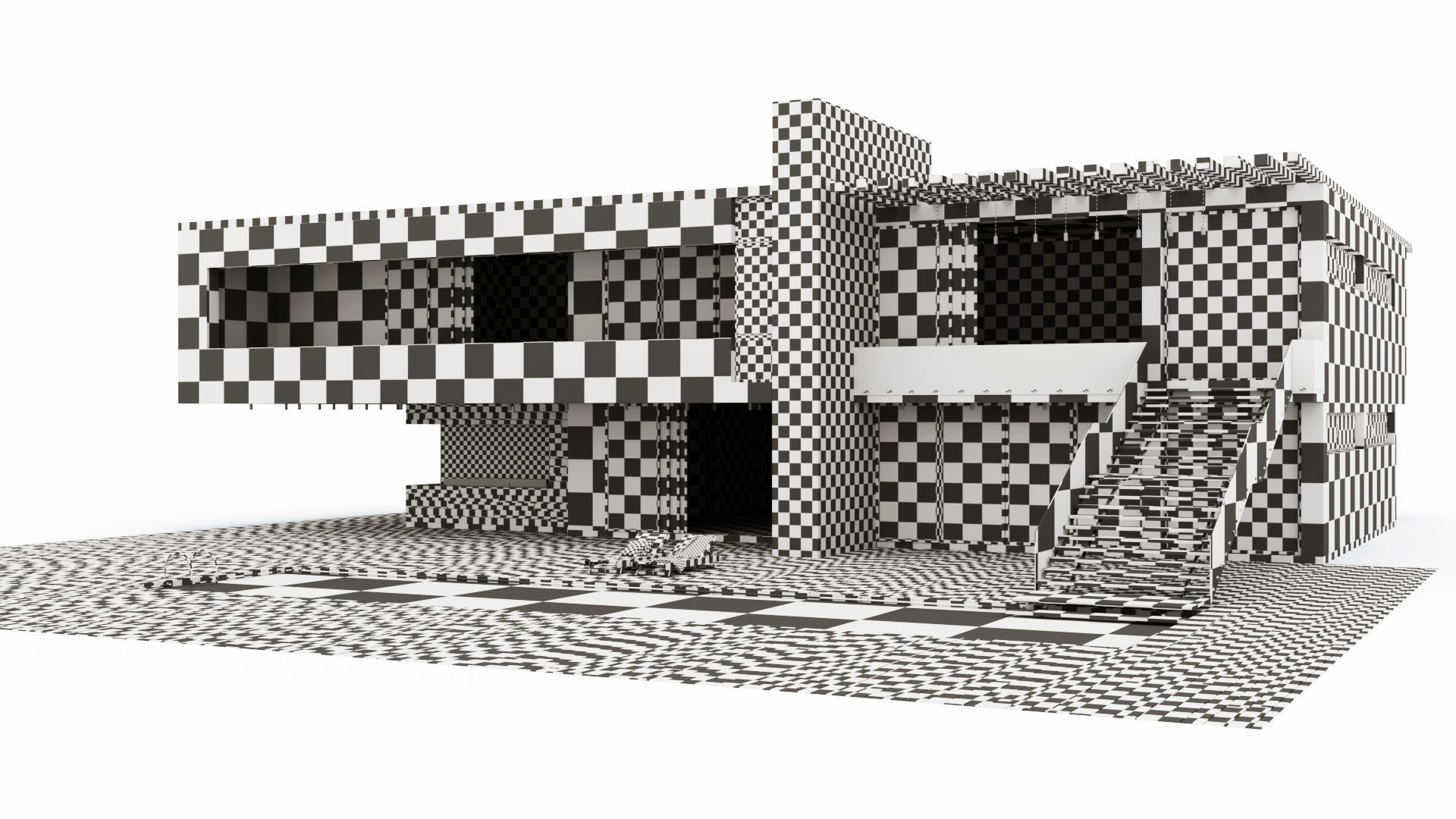 Modern villa with pool  3D model_12