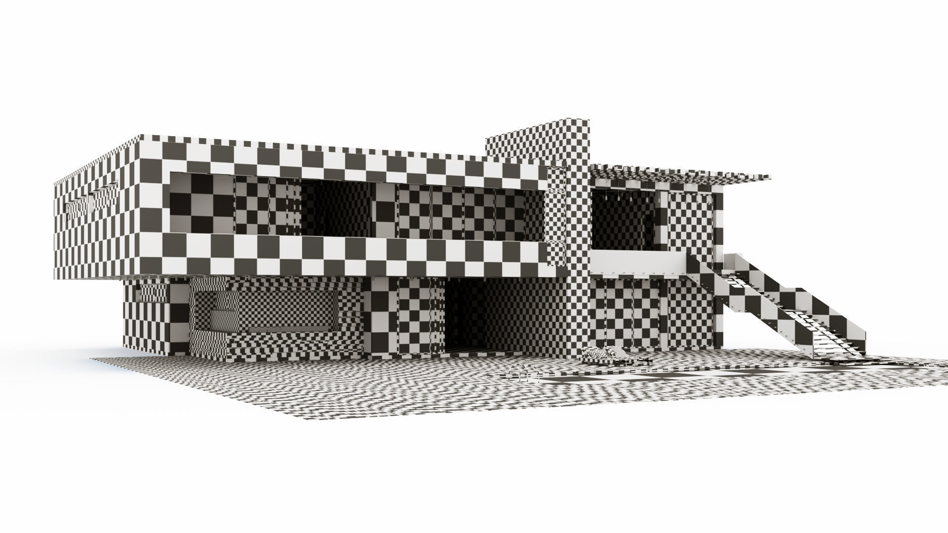 Modern villa with pool  3D model_13