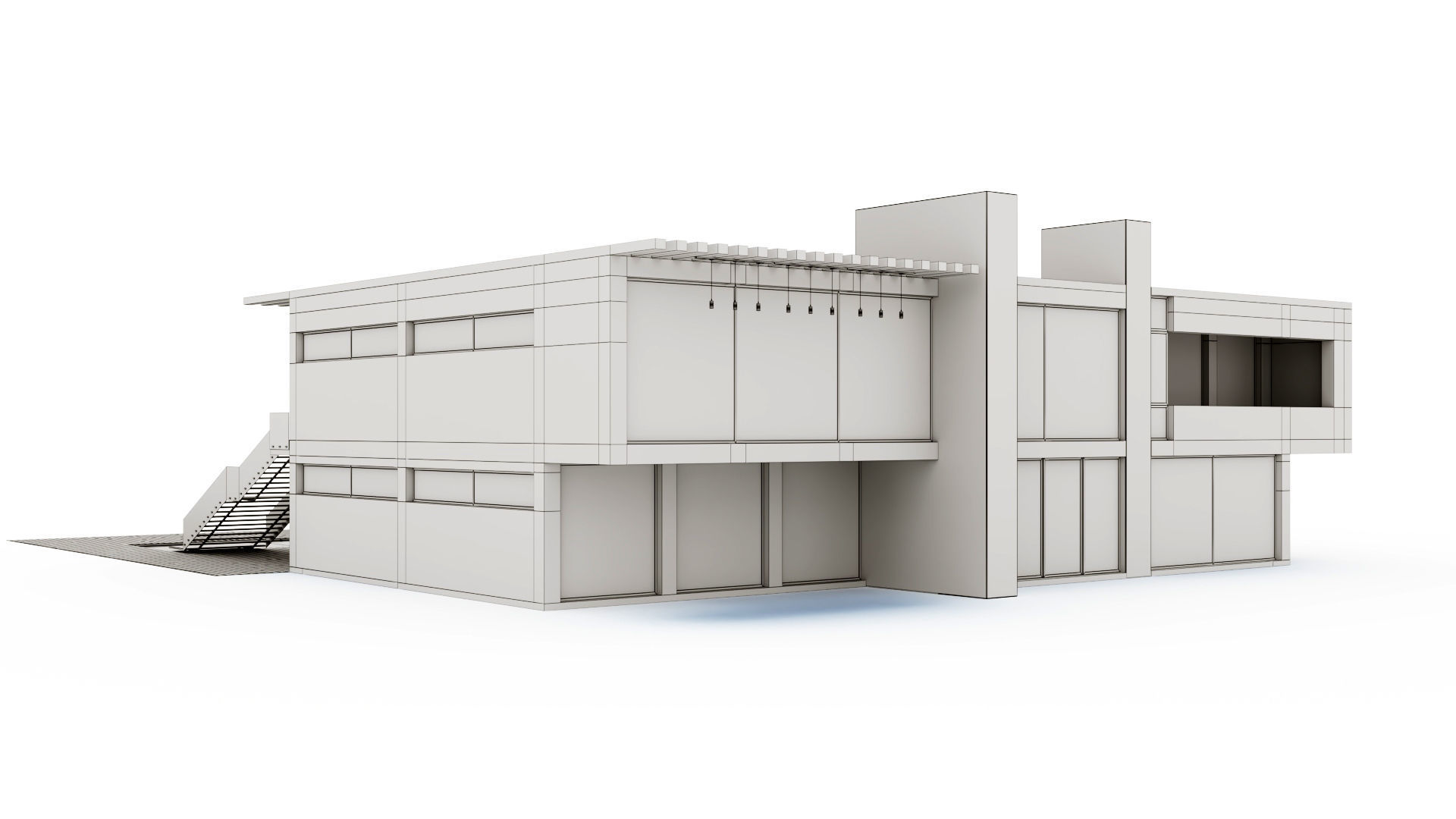 Modern villa with pool  3D model_21