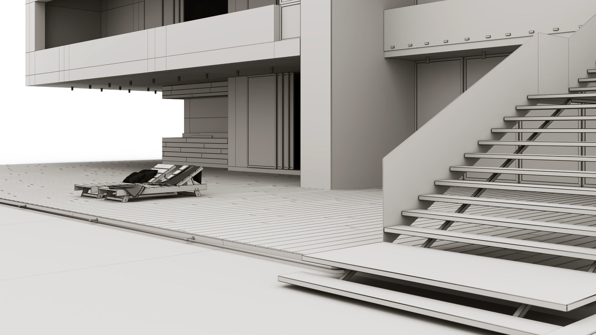 Modern villa with pool  3D model_10