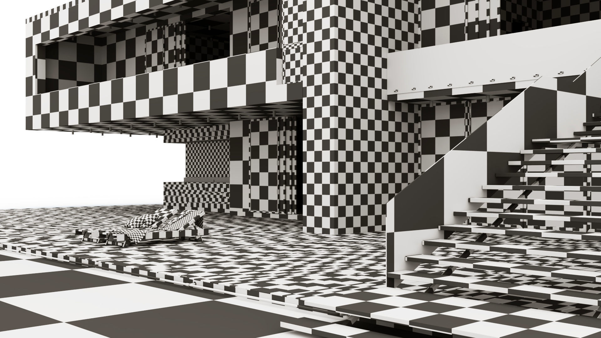 Modern villa with pool  3D model_19