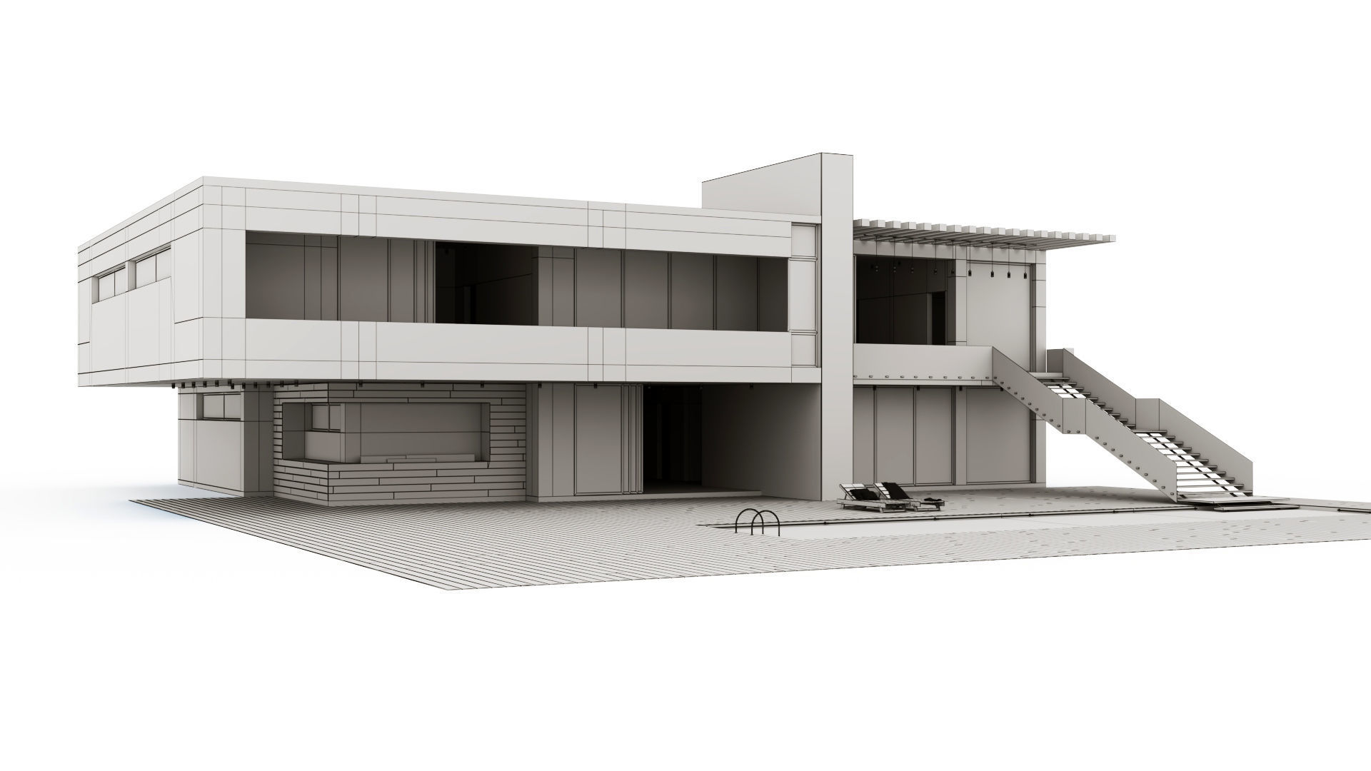 Modern villa with pool  3D model_20