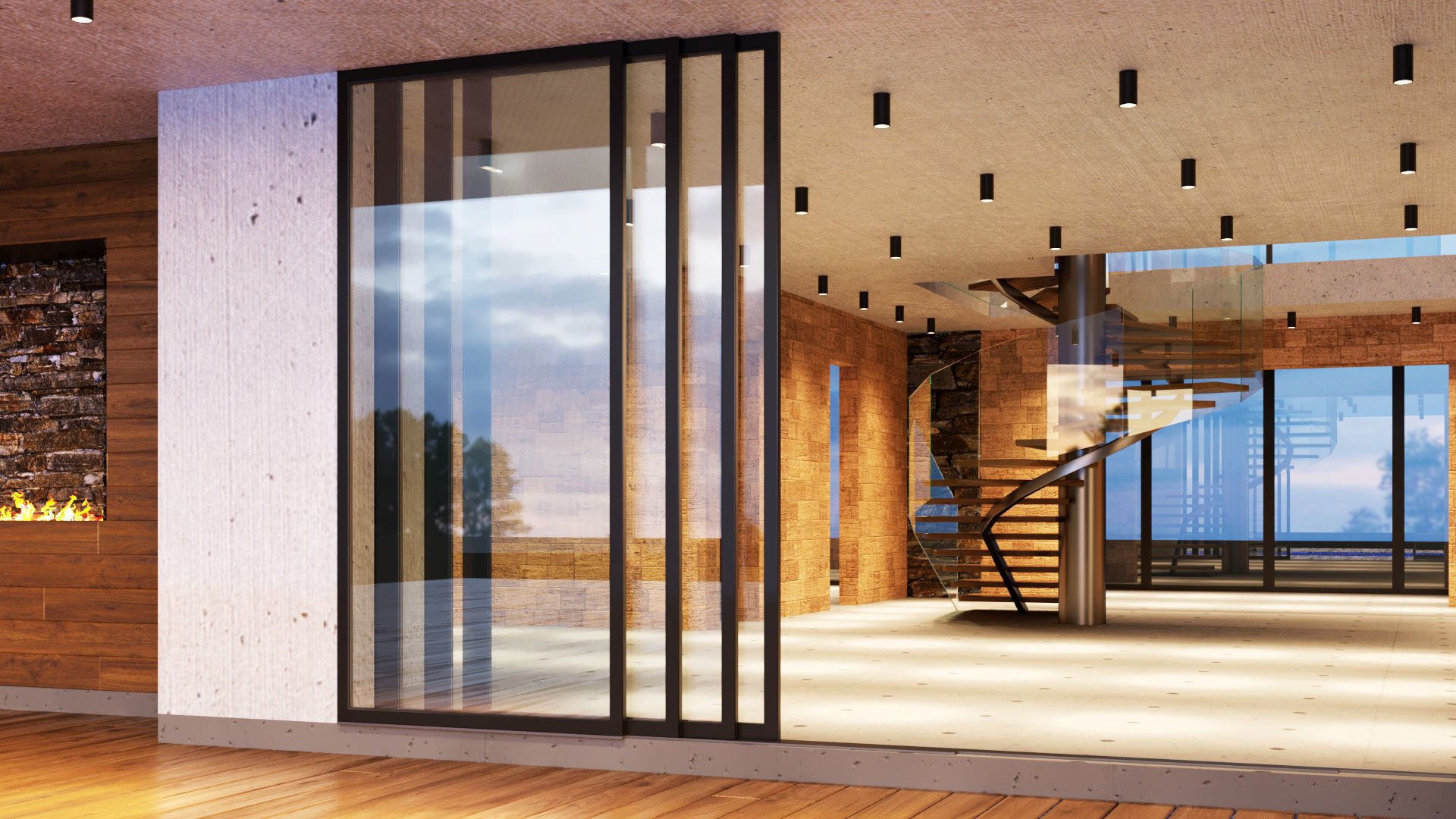 Modern villa with pool  3D model_7