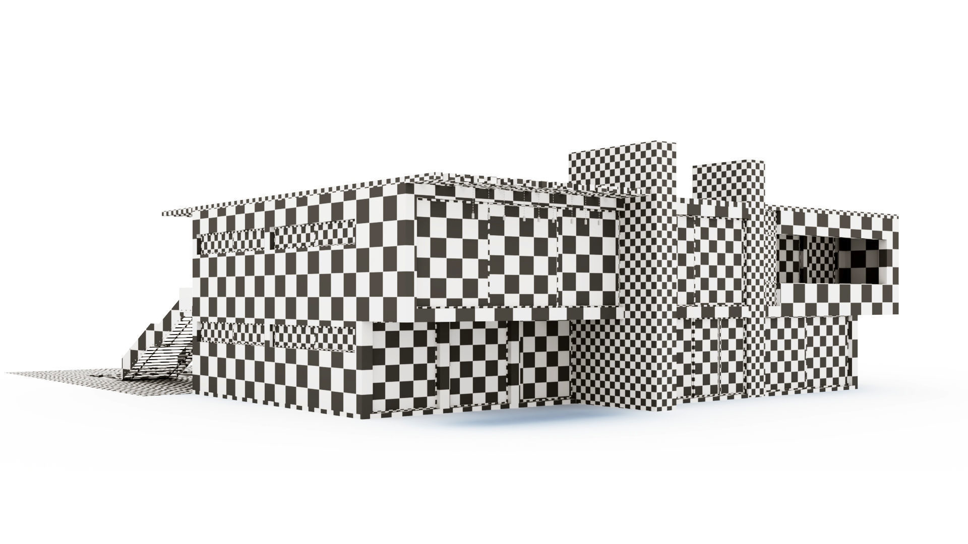 Modern villa with pool  3D model_14