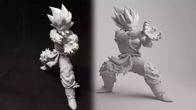 Goku Kamehameha 3D Printed Model 3D print model