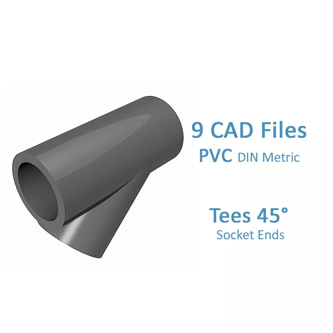 PVC Tees 45 Degrees - Socket Ends - Free 3D model