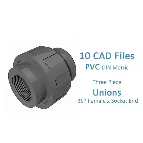 PVC Three Piece Unions - BSP Female x Socket End - 