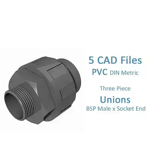 PVC Three Piece Unions - BSP Male x Socket End - 