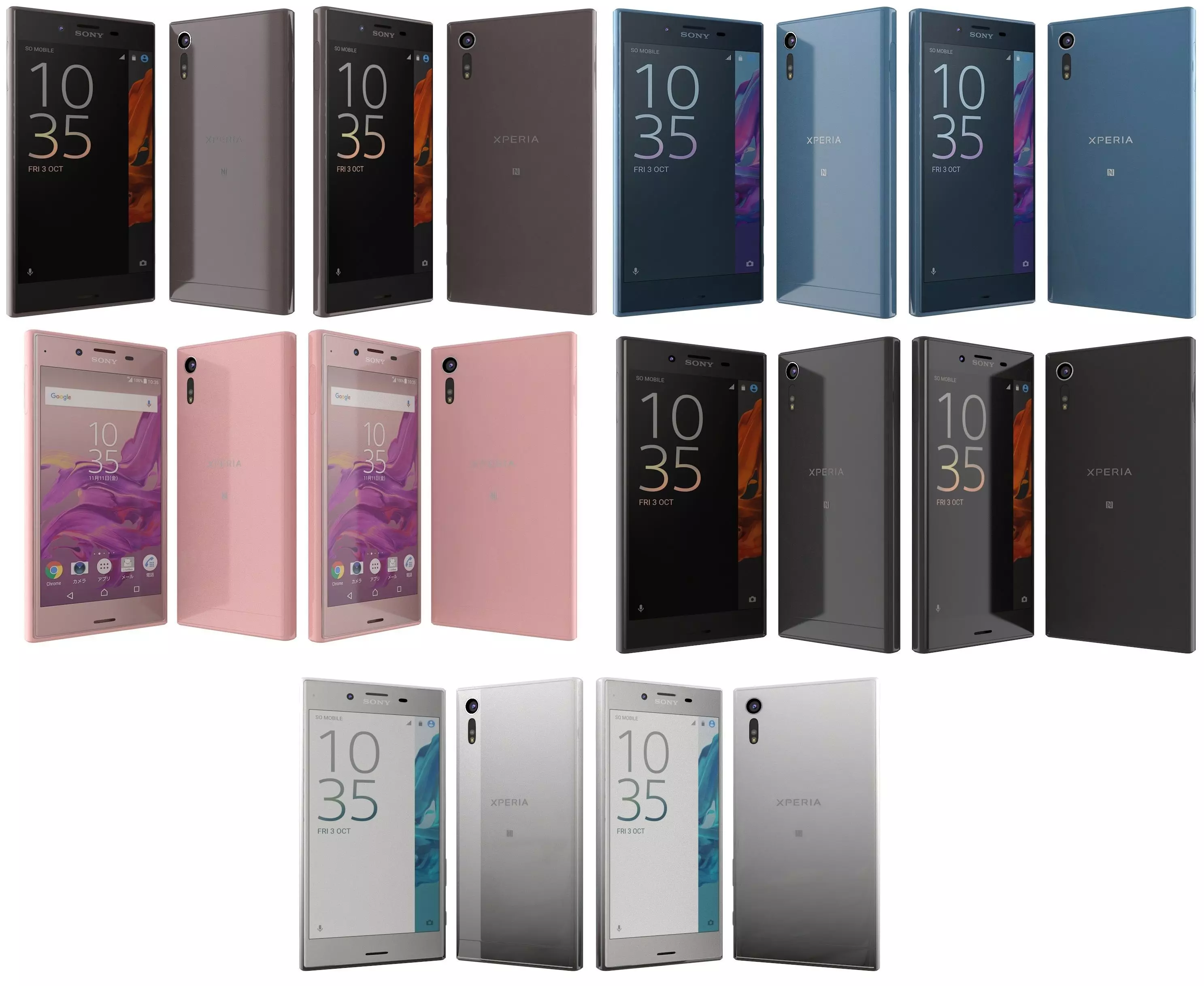 Sony Xperia XZ All Colors 3D model_0