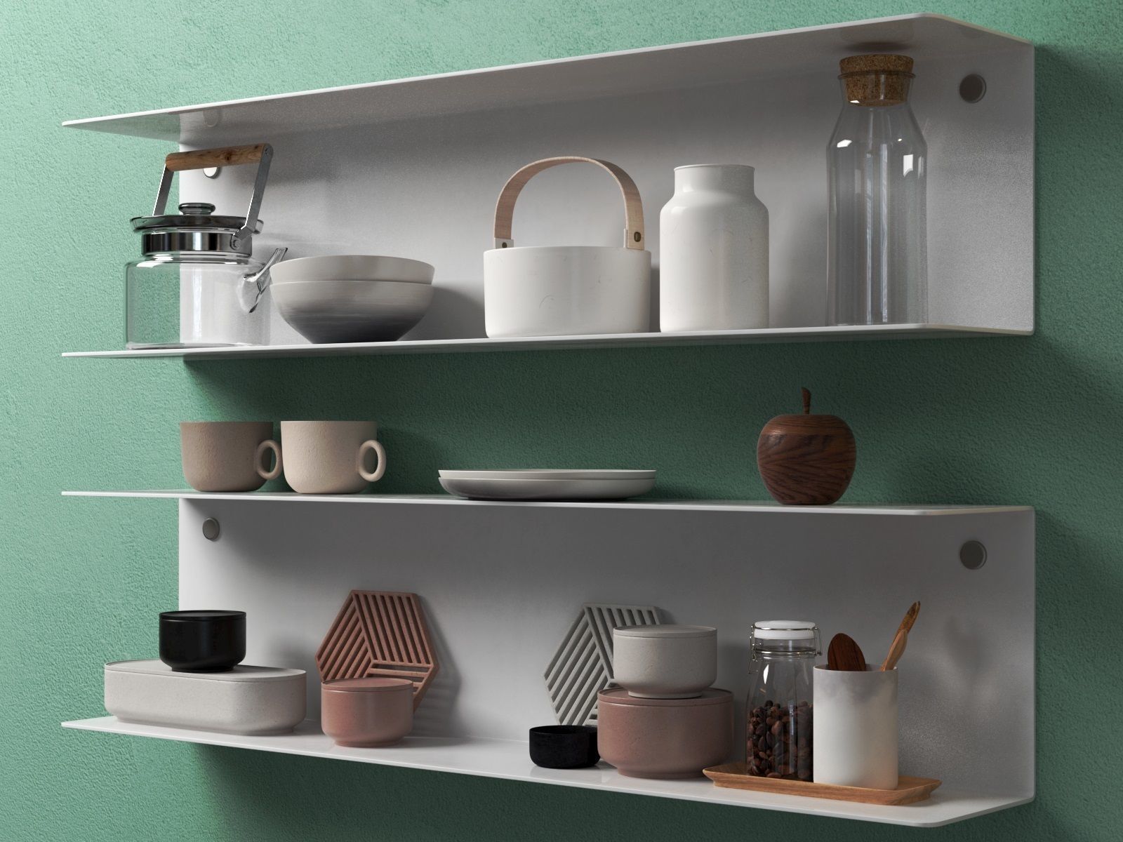 Kitchenware Set with Plants 3D model_1