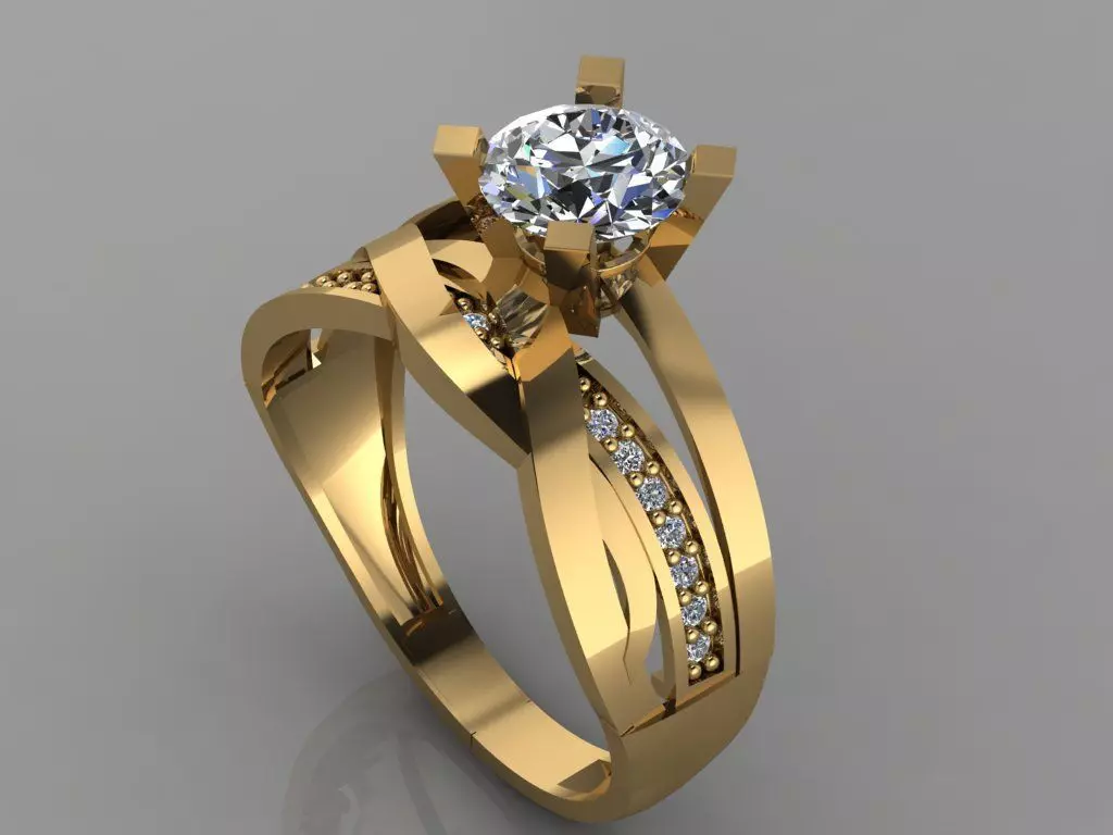 GC GOLD TW0174- Diamond gold wedding ring 3D model 3D printable | CGTrader