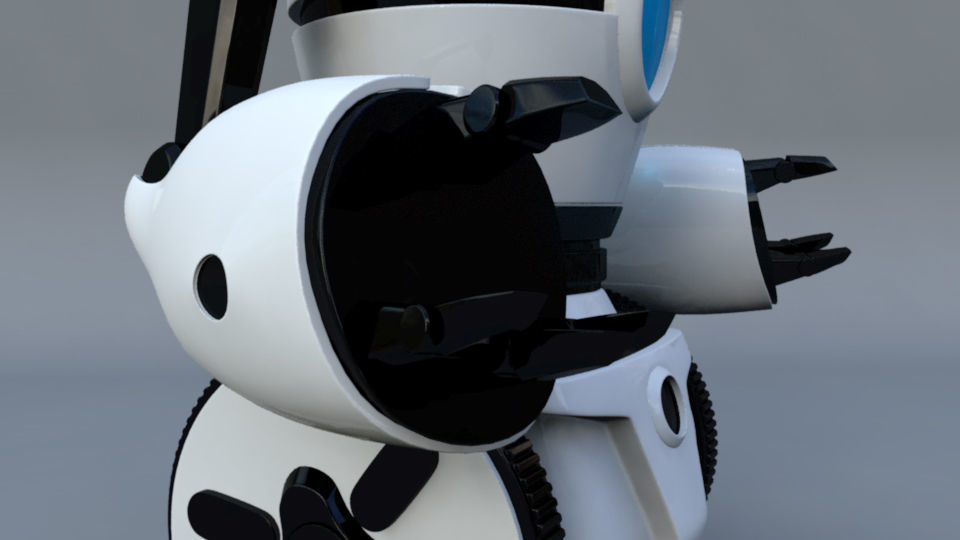 Rigged Robot Low-poly 3D model_9