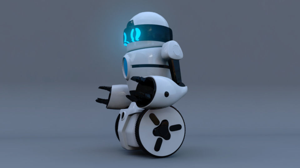 Rigged Robot Low-poly 3D model_5
