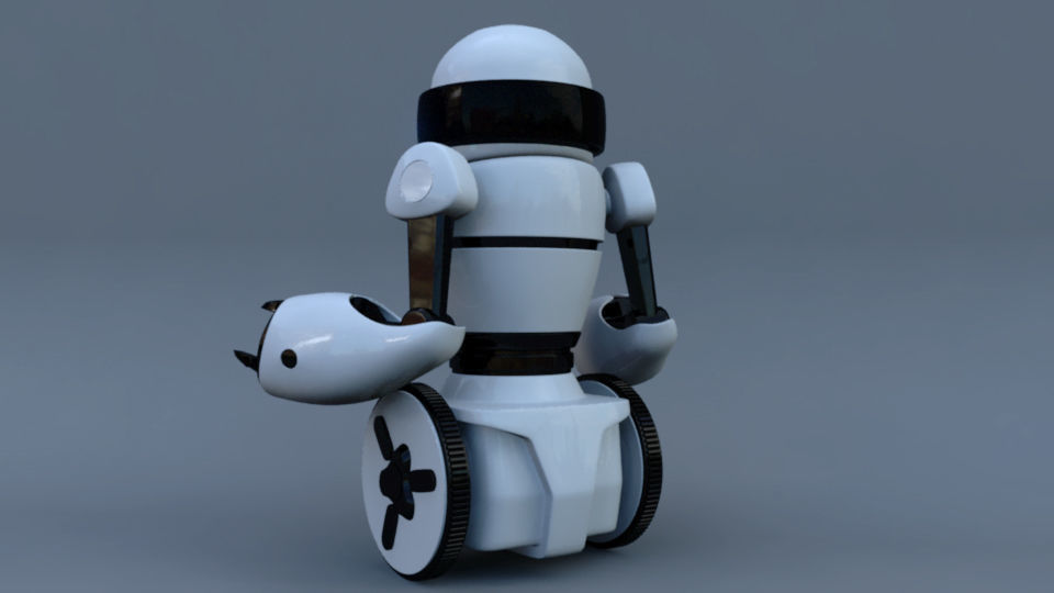 Rigged Robot Low-poly 3D model_4