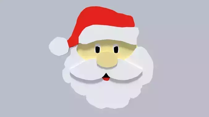 Low Poly Cartoon Santa Claus Face Decorative Object