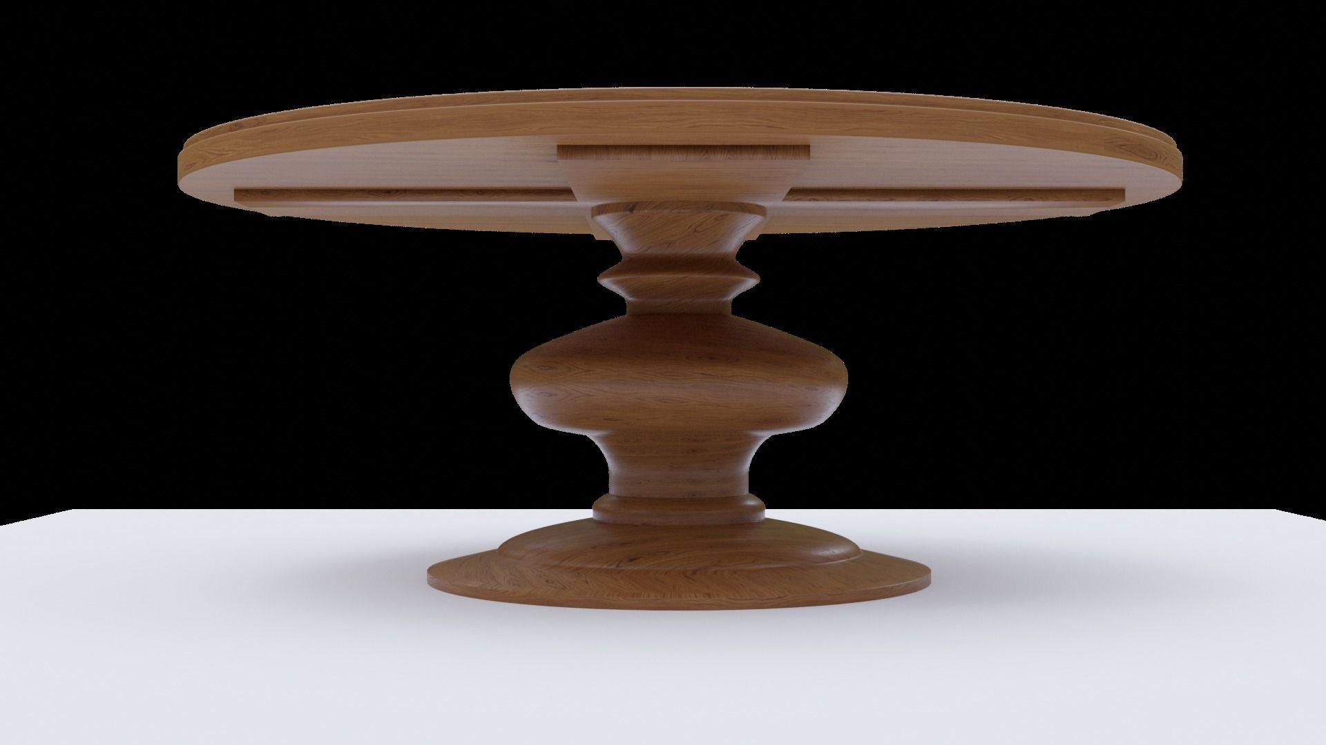 Round wooden table Free 3D model_1
