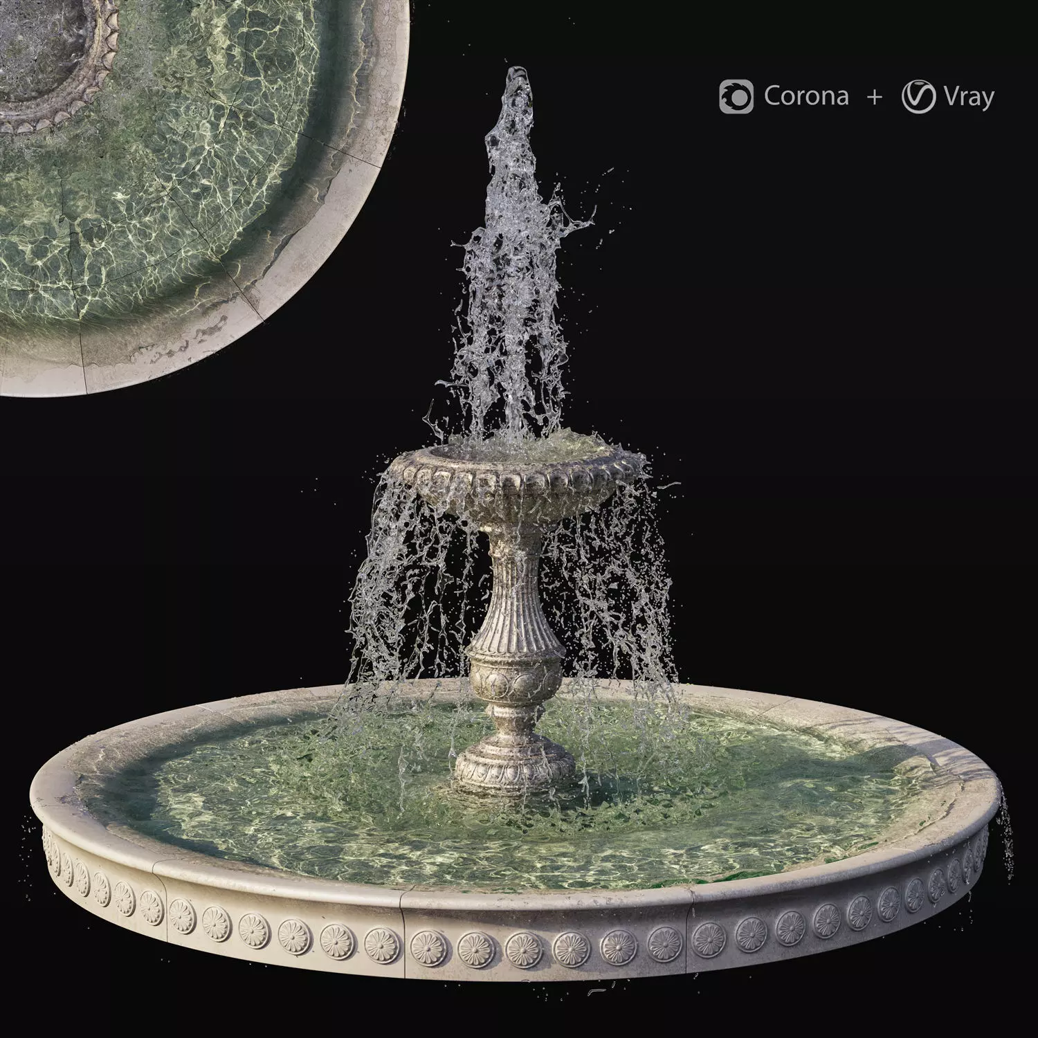 Classic Fountain - vray and corona 3D model_0