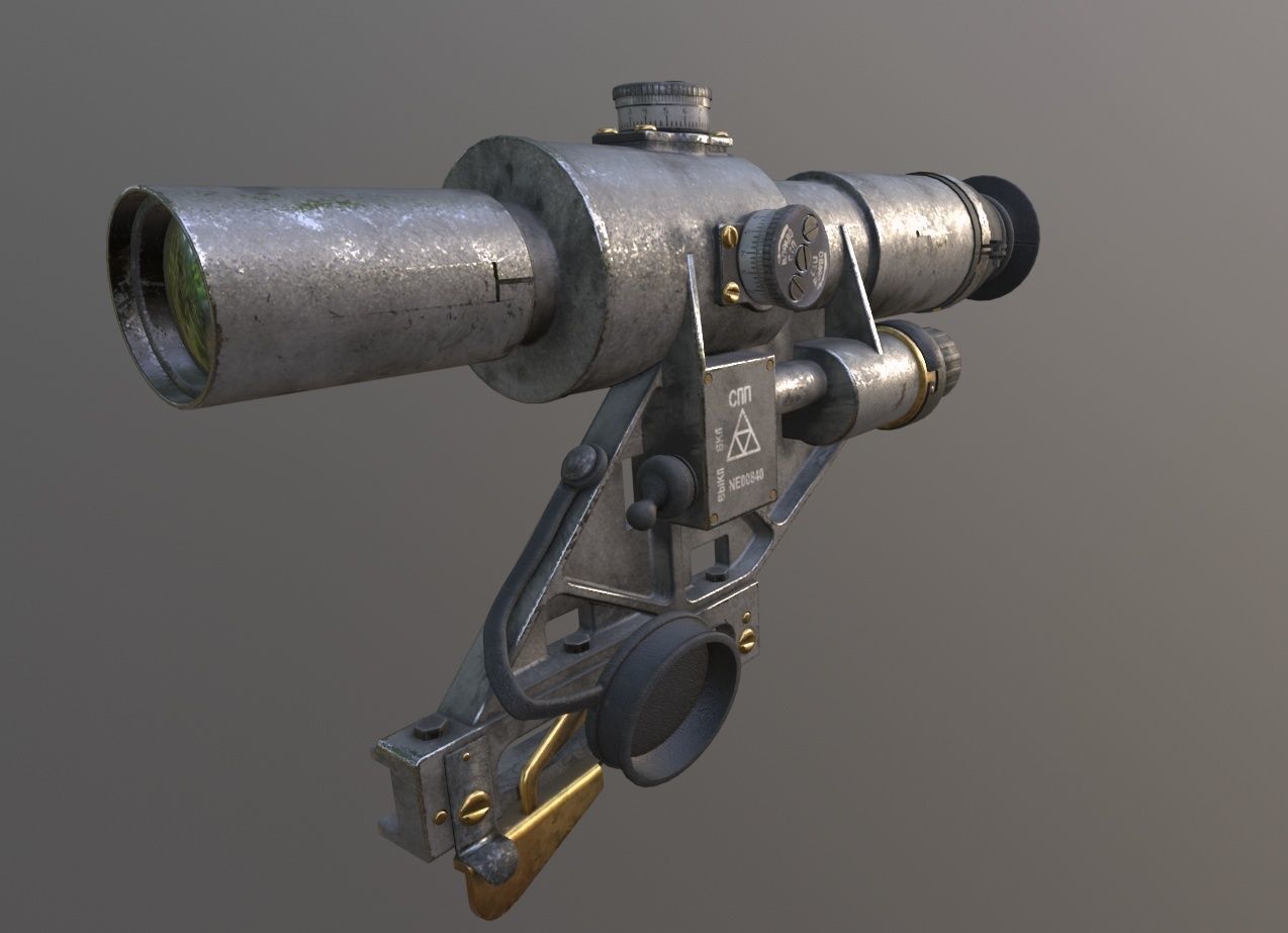 1OP50 SSP Russian Machine gun Scope Low-poly 3D model_1