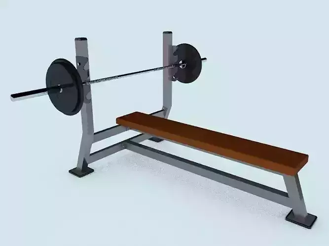 The flat olympic bench with barbell