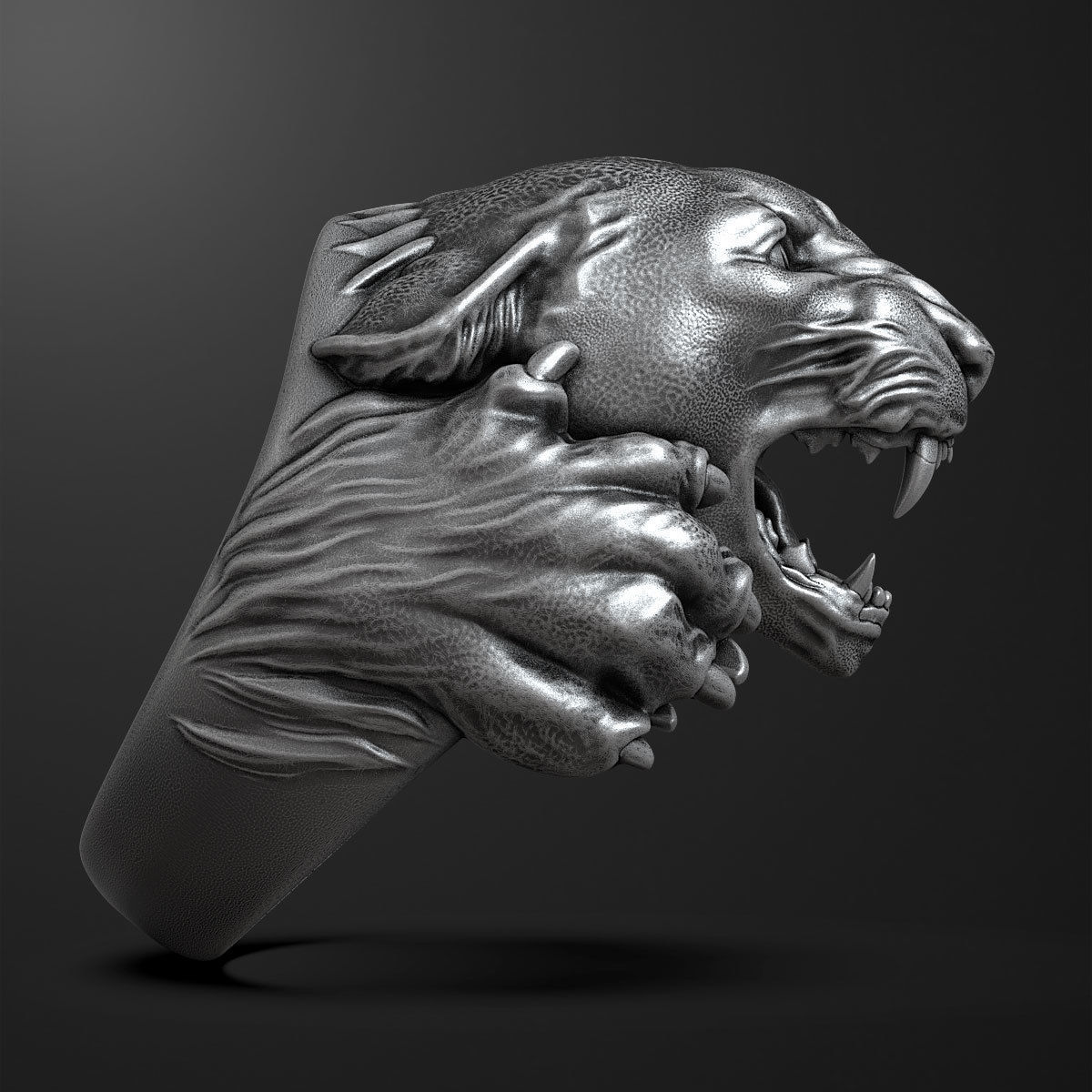Panther ring 3D print model_2