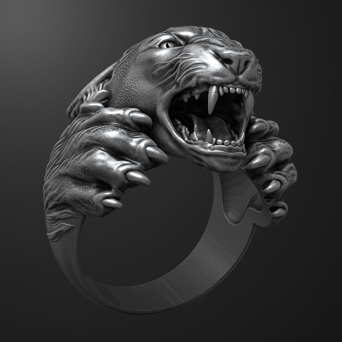Panther ring 3D print model_4
