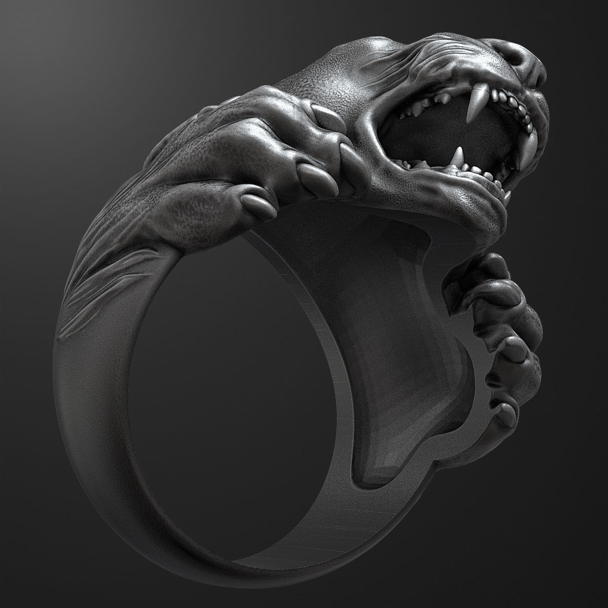 Panther ring 3D print model_3