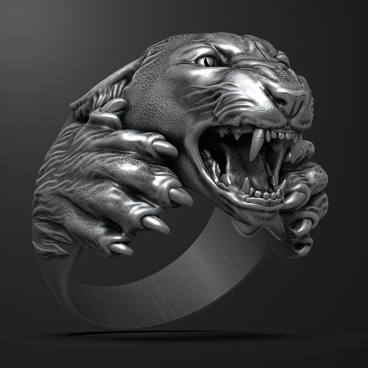 Panther ring 3D print model_1