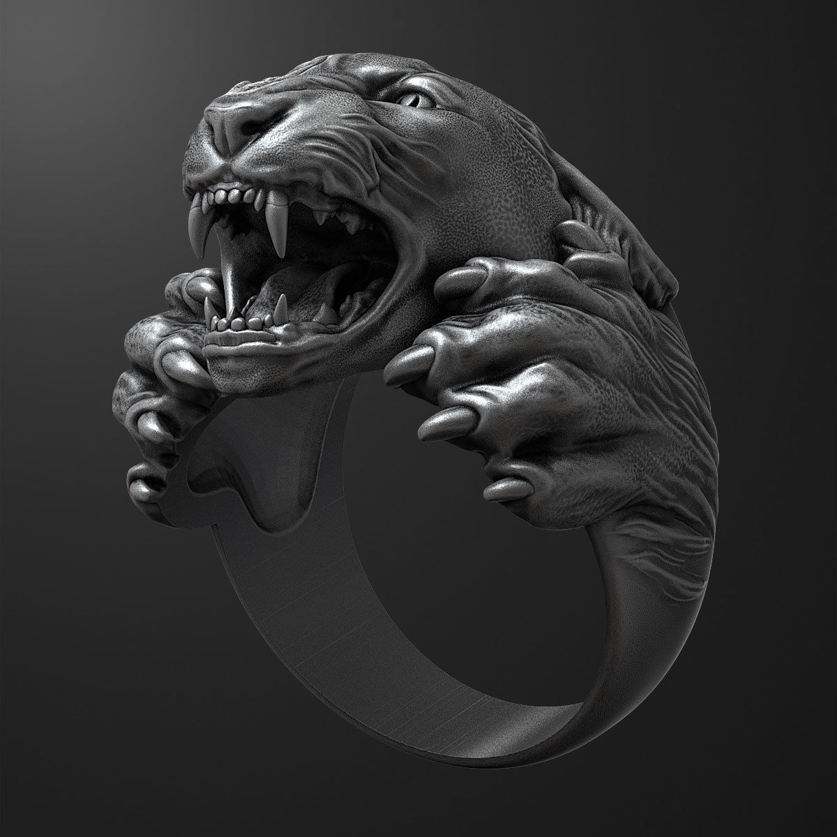 Panther ring 3D print model_5