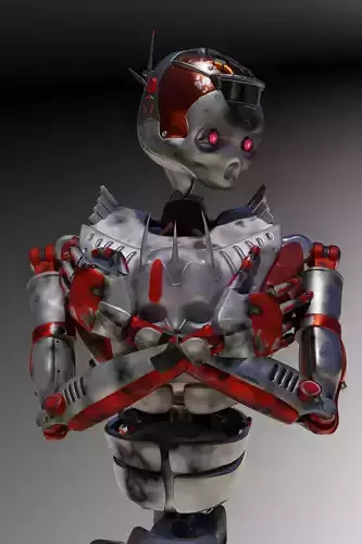 Robot Low Poly textured rigged 3D model