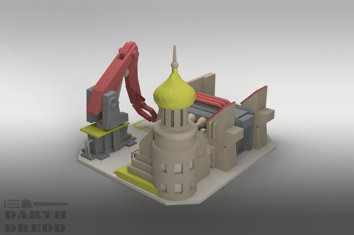 Red Alert 2 Soviet Construction Yard printable 3D model_4