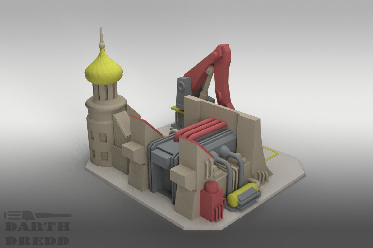 Red Alert 2 Soviet Construction Yard printable 3D model_2