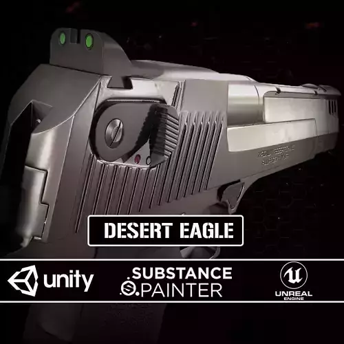 Desert Eagle Chrome Low-poly 3D model