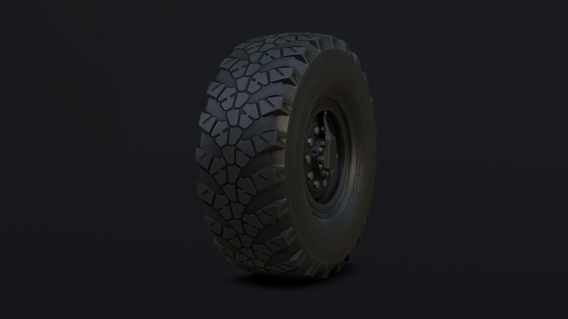 Off-road wheel and three types of tires for KAMAZ trucks Free low-poly 3D model_3