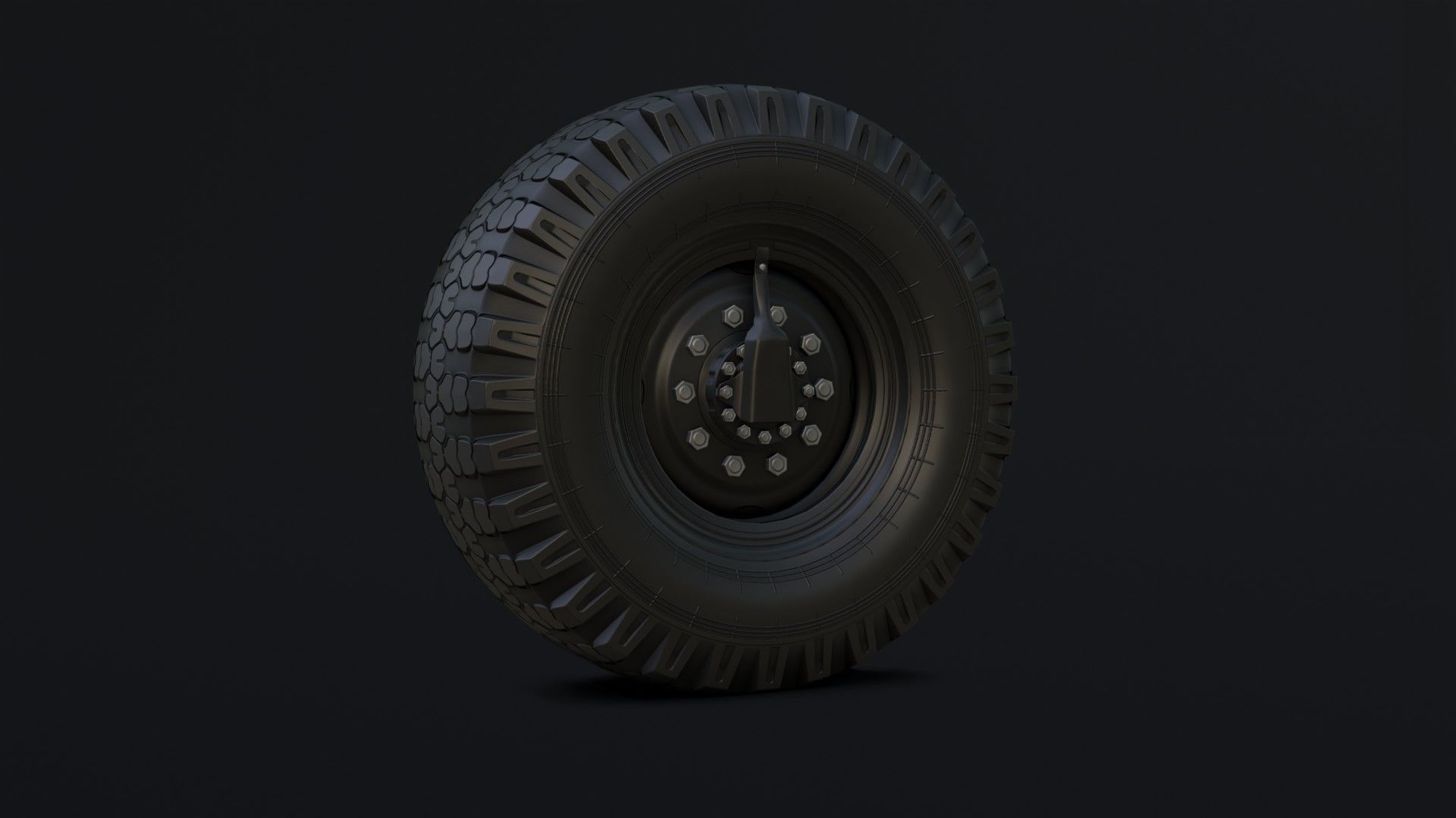 Off-road wheel and three types of tires for KAMAZ trucks Free low-poly 3D model_2