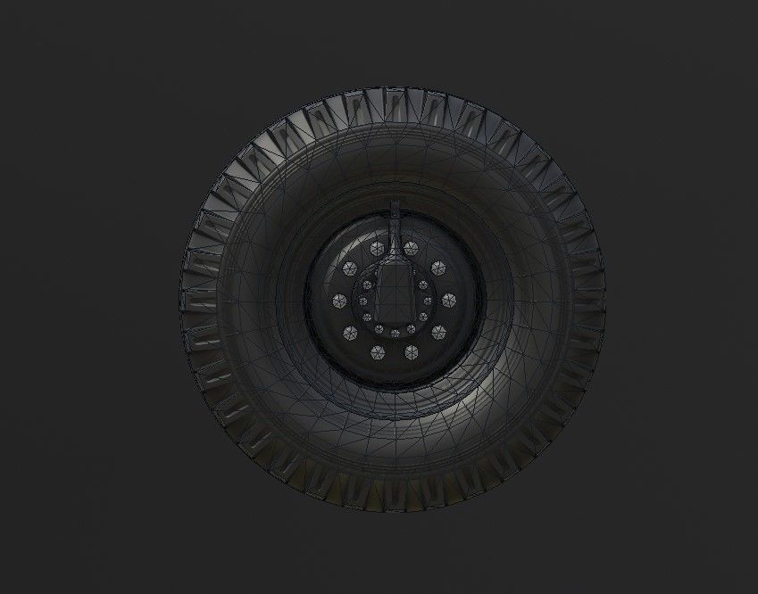 Off-road wheel and three types of tires for KAMAZ trucks Free low-poly 3D model_5