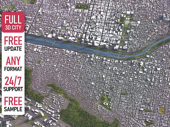 Monterrey - 3D City Model Low-poly 3D model