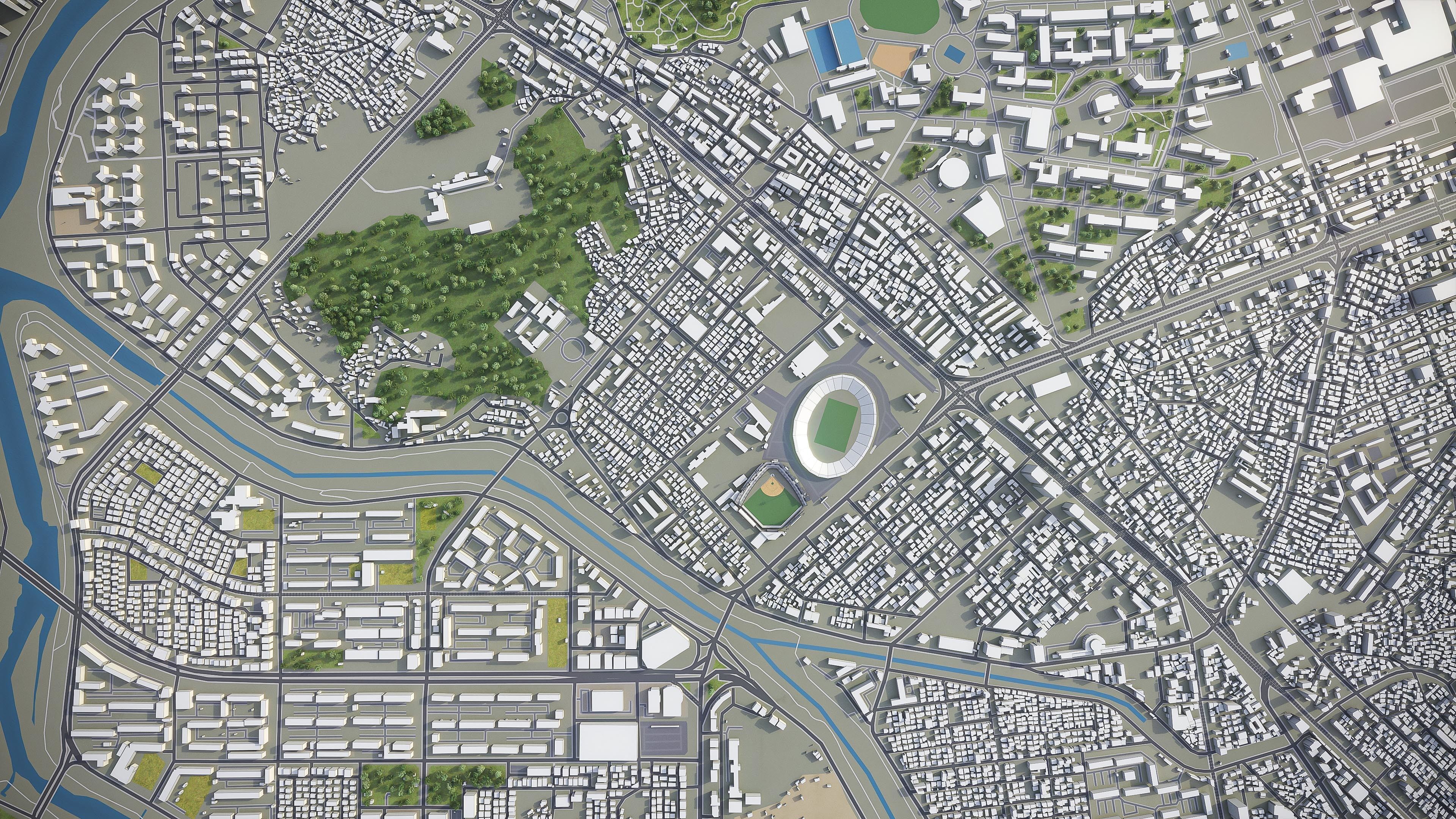 Jeonju Low-poly 3D model_9