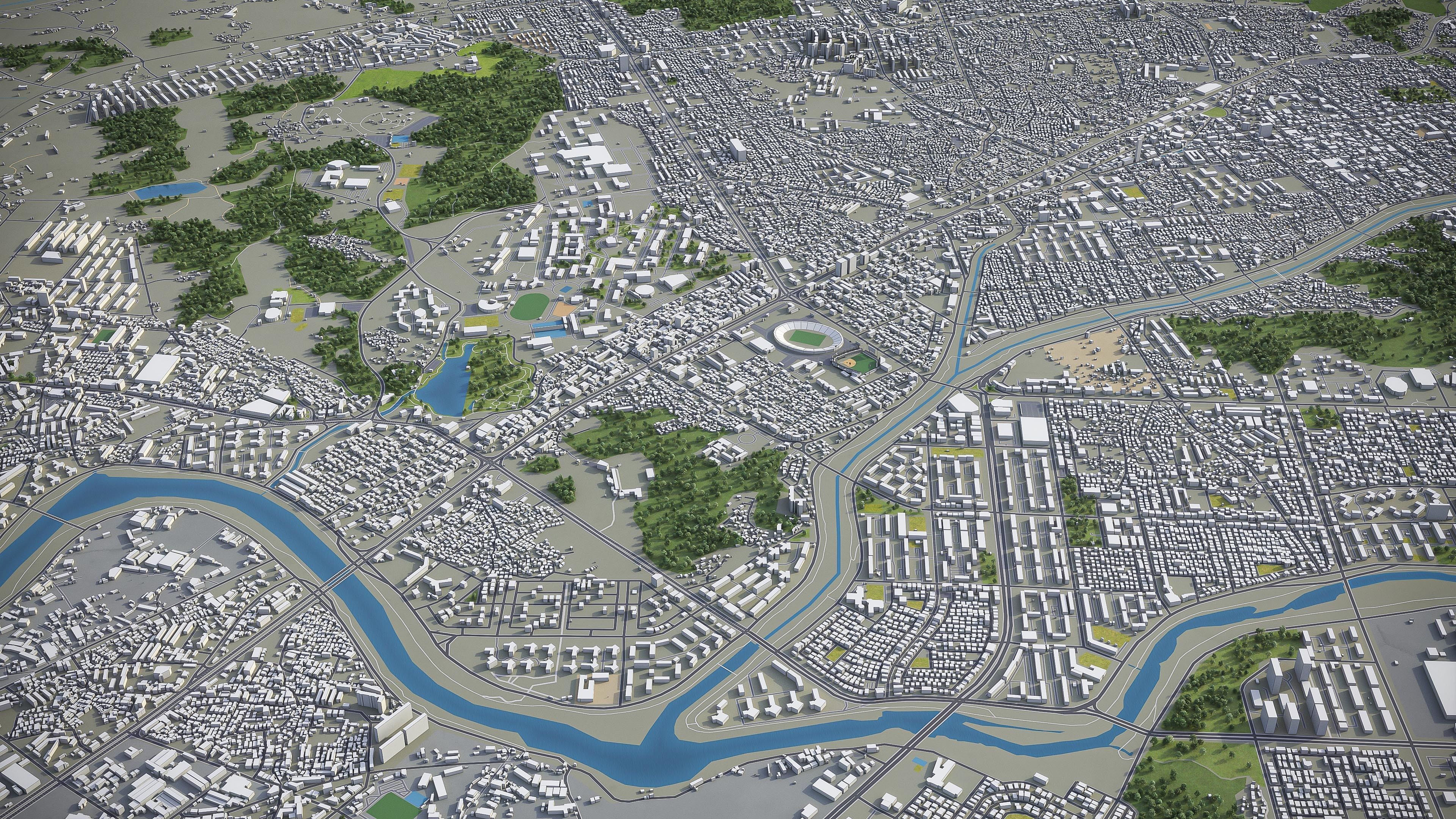 Jeonju Low-poly 3D model_8