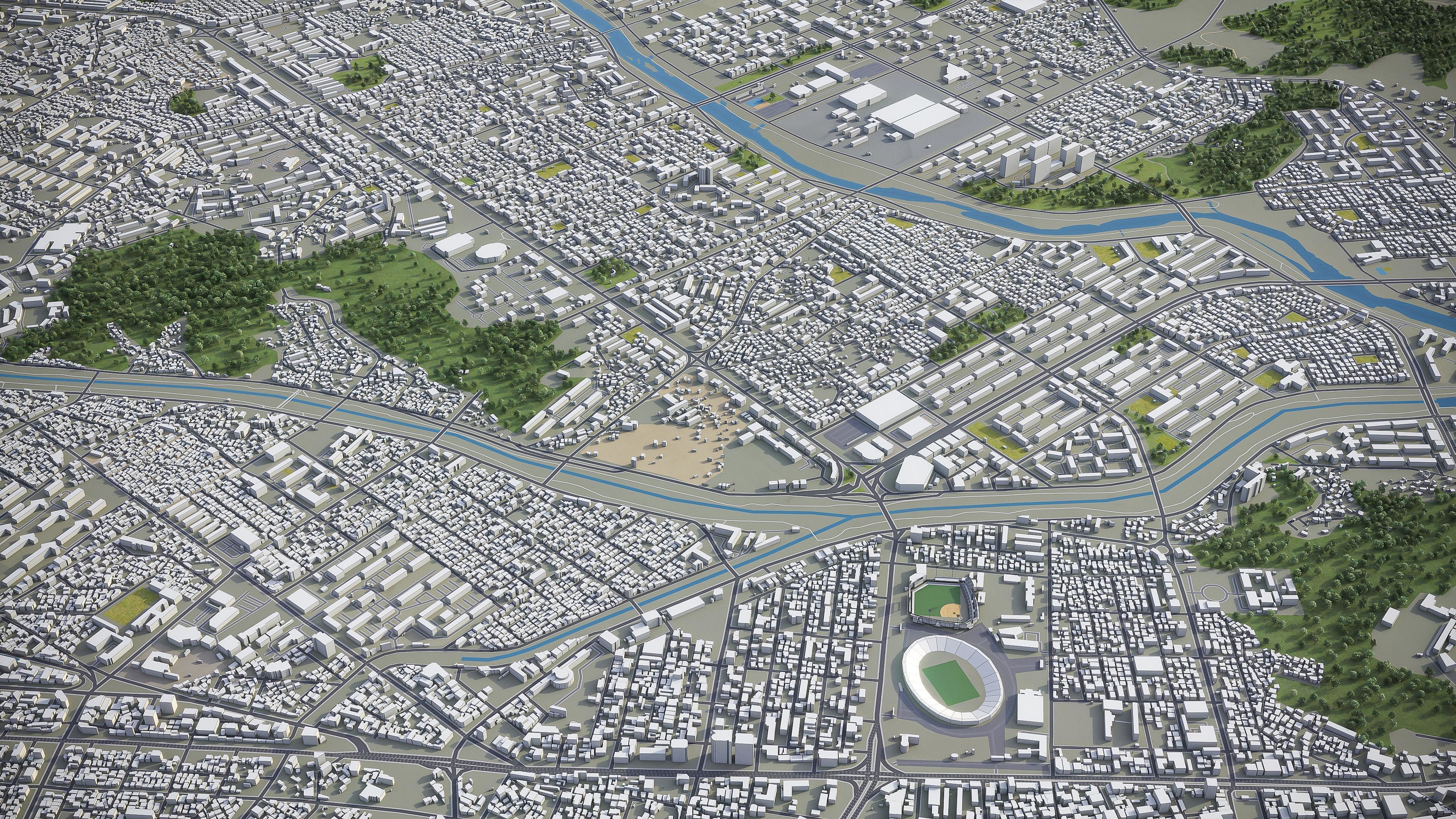 Jeonju Low-poly 3D model_7