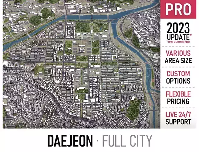 Daejeon Low-poly 3D model