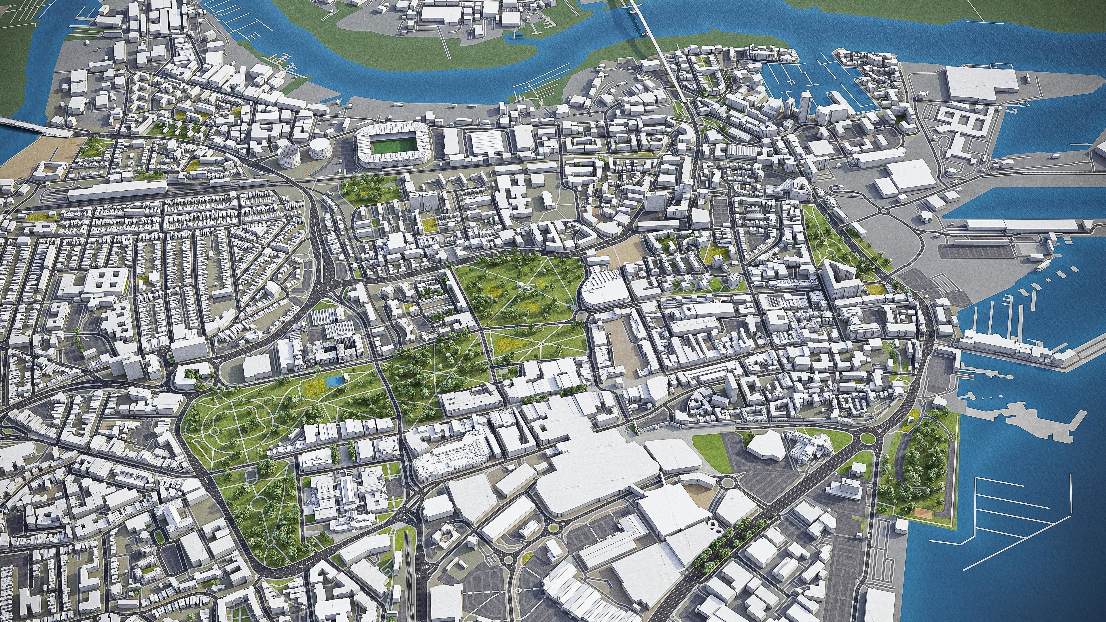 Southampton Low-poly 3D model_6