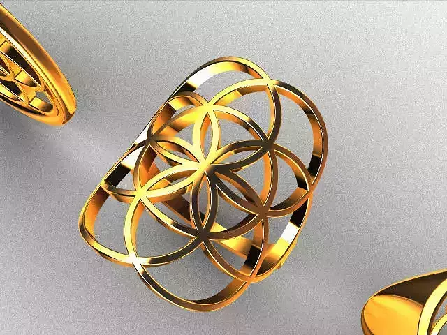 Seed of Life amulet pendant 3 cm diameter 2mm thickness 2 rings