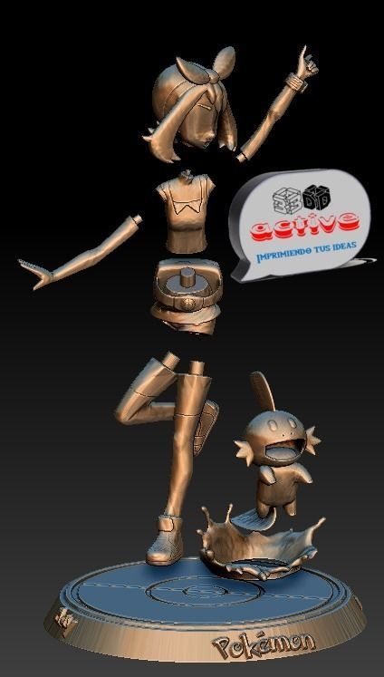 Pokemon - May and Mudkip 3D print model_8