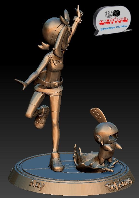 Pokemon - May and Mudkip 3D print model_7