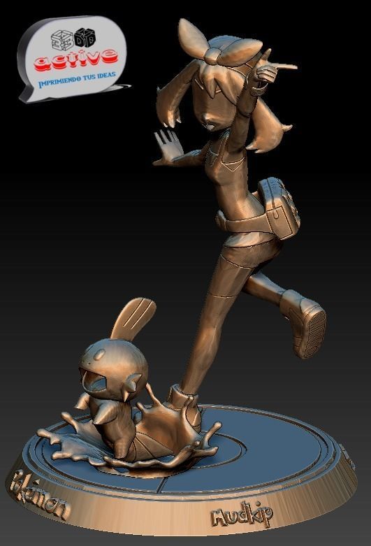 Pokemon - May and Mudkip 3D print model_3