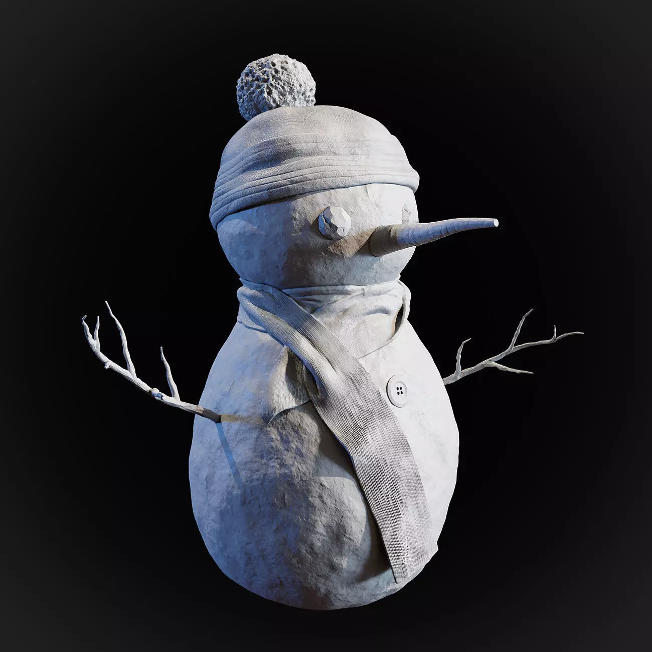 Snowman wearing hat and scarf 3D print model_0